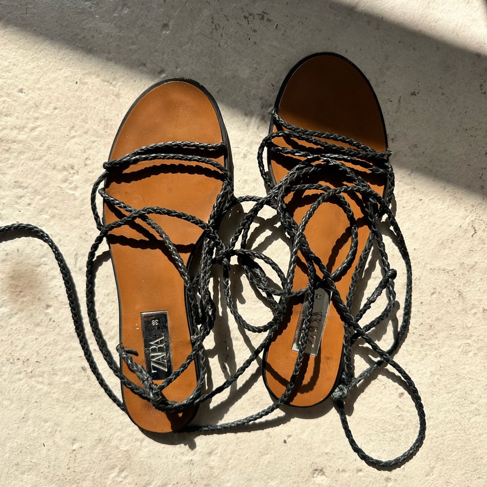 zara tied strap sandals